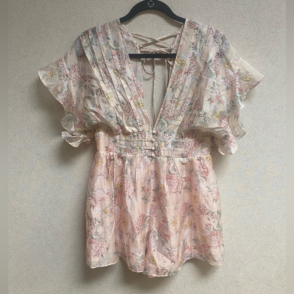 NWT STORIA Remembering Spring Floral Pleated Romper~Blush~Size M - Picture 8 of 15